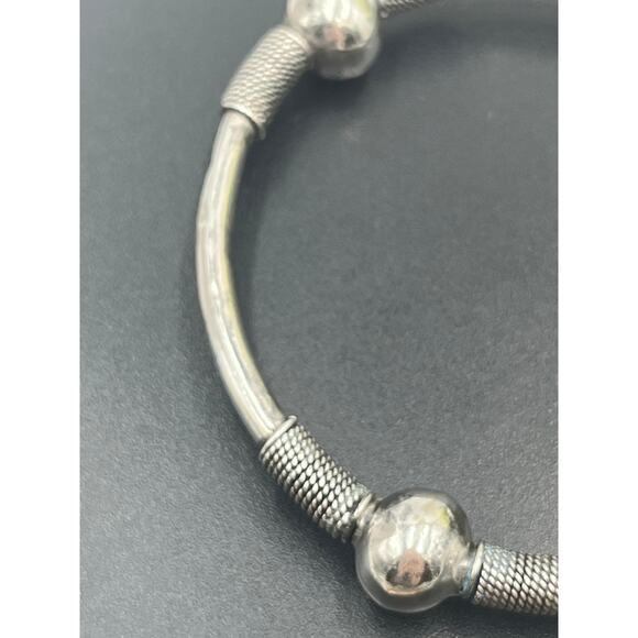Sterling Silver Three Rope Ball Twisted Bali Style Bangle Bracelet Sz 7.5-8 - Picture 3 of 13